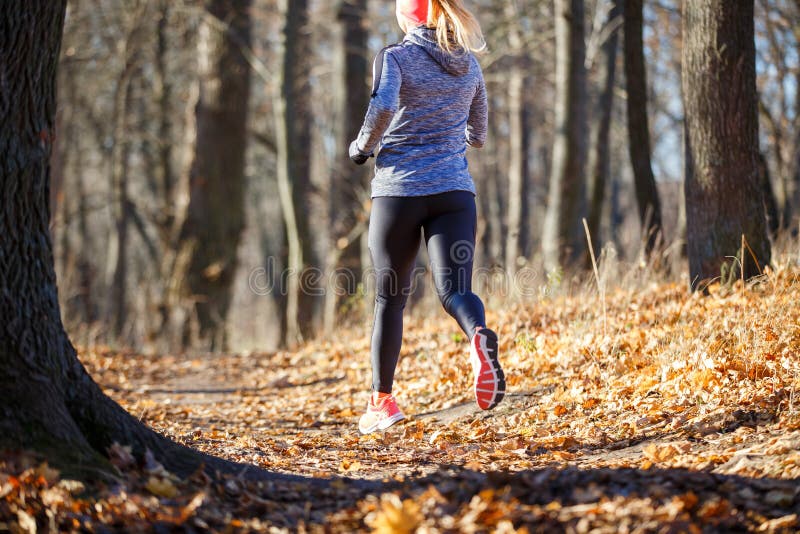 Young Fitness Woman Running in the Park Stock Photo - Image of female ...