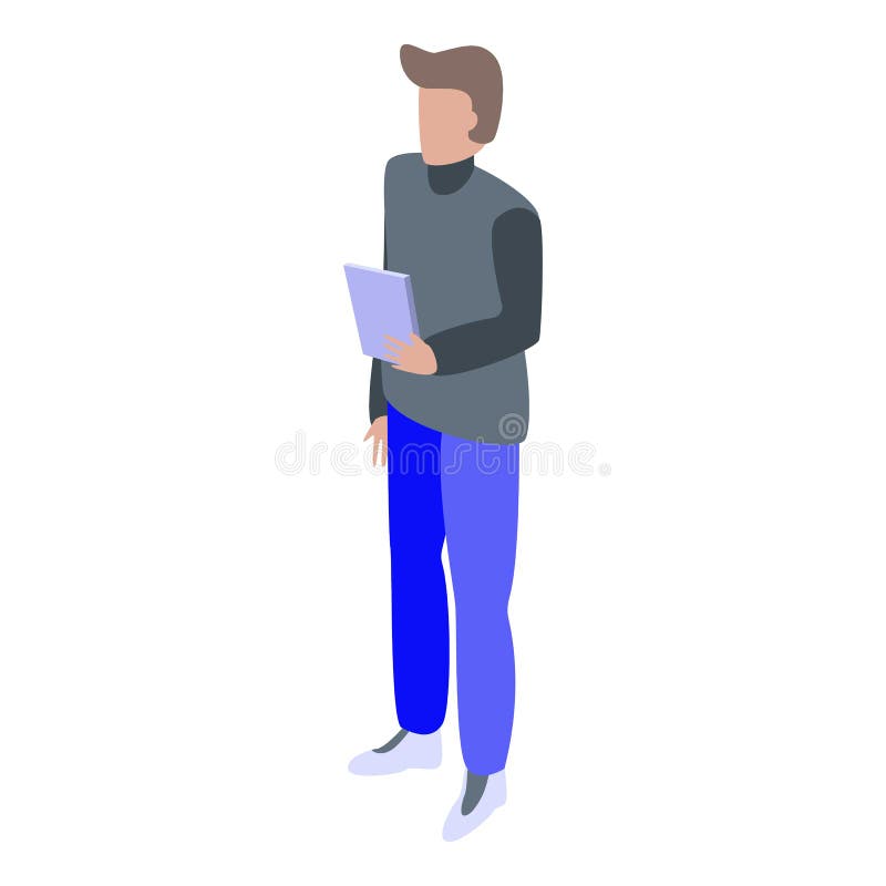 Young freelancer icon, isometric style royalty free illustration