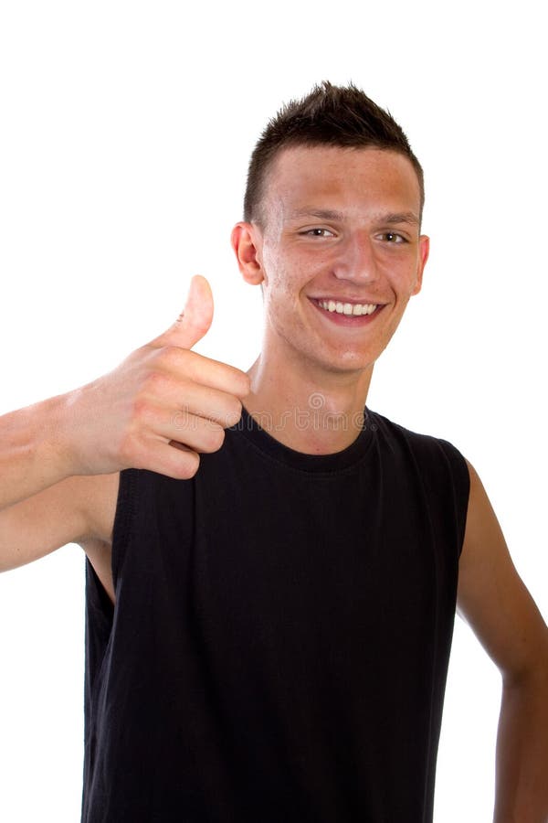 Young fresh teenager with thumbs up