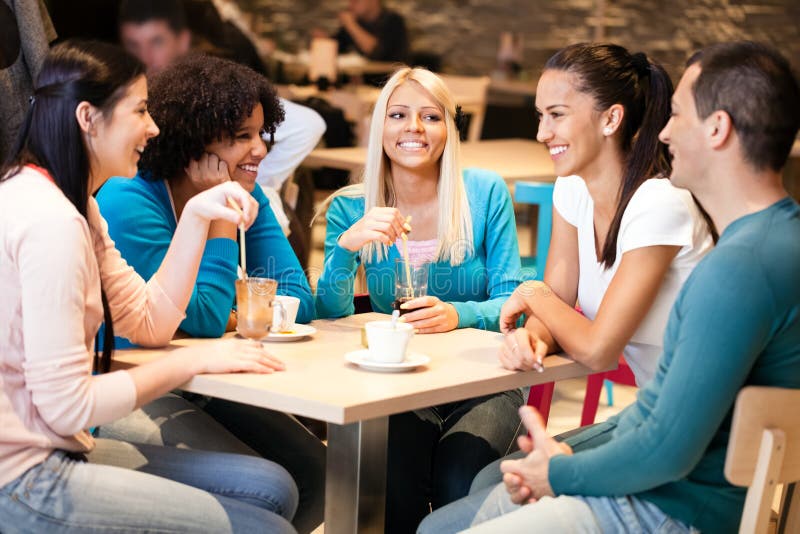 Young friends in cafe