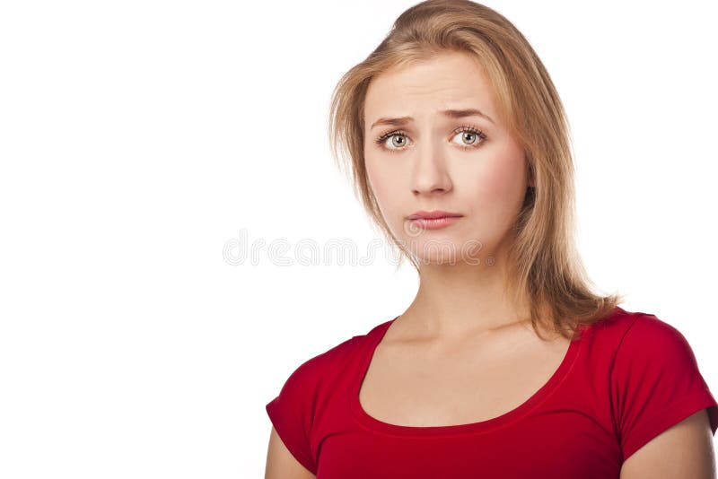 Young frustrated woman in studio