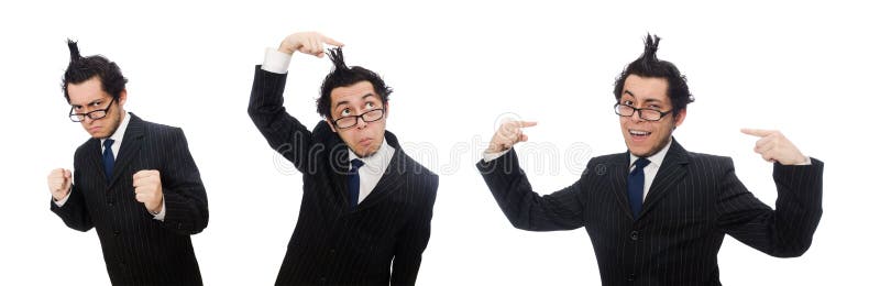 Young funny employee isolated on white royalty free stock photo Young funny employee isolated on white royalty free stock photo