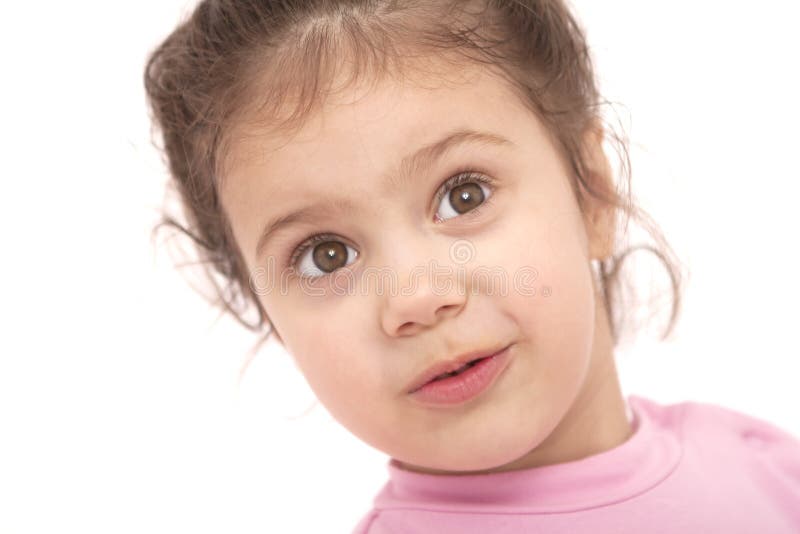 Young funny girl over the white background