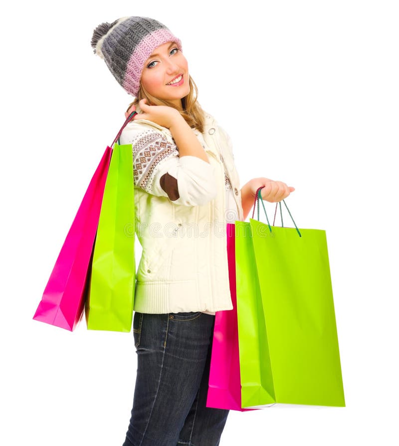 Young girl with bags stock image. Image of lifestyles 33776425