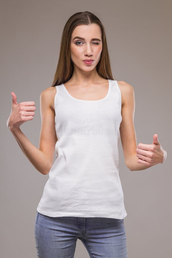 Young girl on a beige background