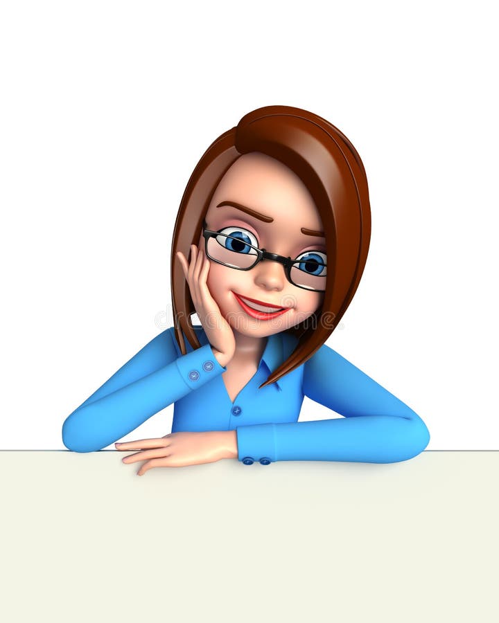 Young girl with big sign stock illustration