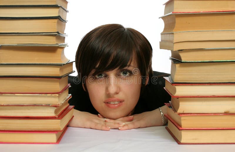 The young girl with books