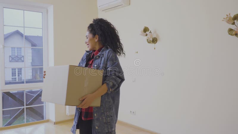 Young girl relocates in a new house