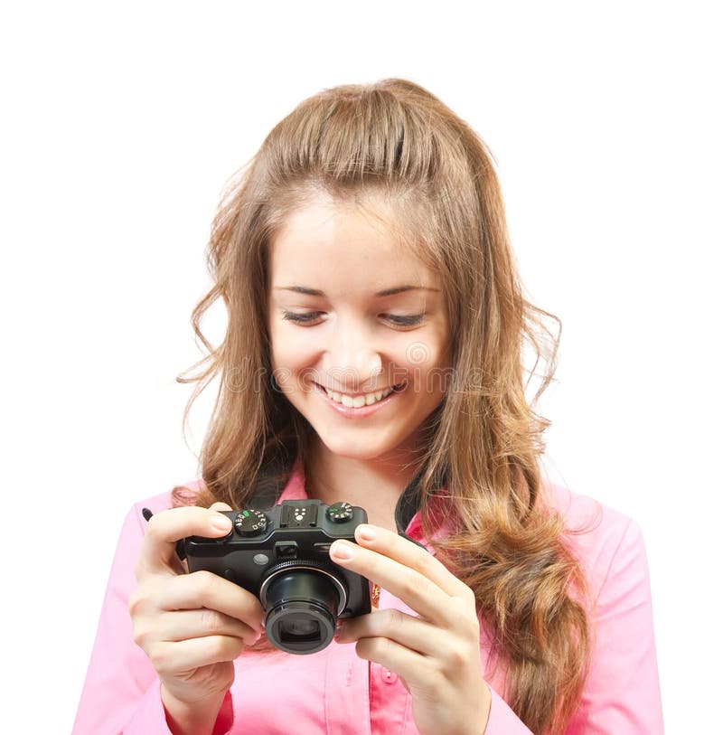 Girl with camera stock image. Image of female, photographer 16589887