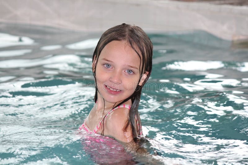Girl-Child in Pool stock photo. Image of playing, little - 100356152