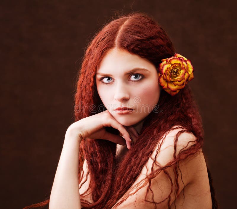 Young girl with curly hair portrait