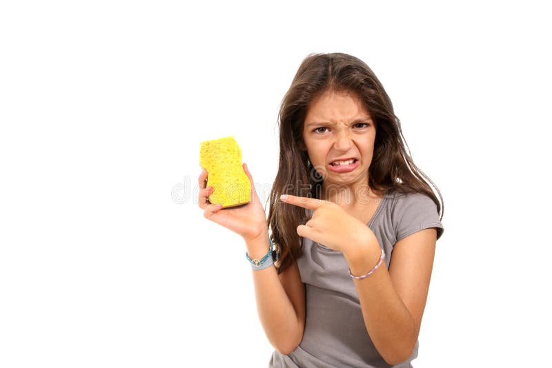 Young girl doing the housework royalty free stock image