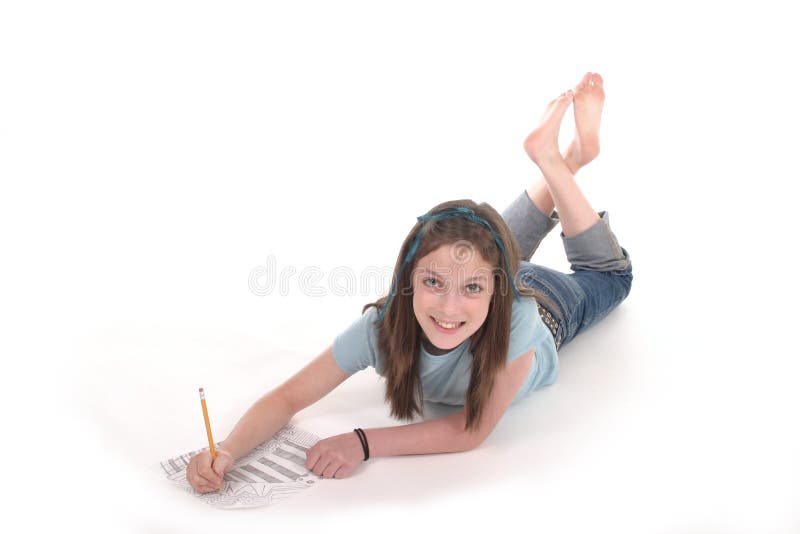 Young Girl Drawing and Writing 3