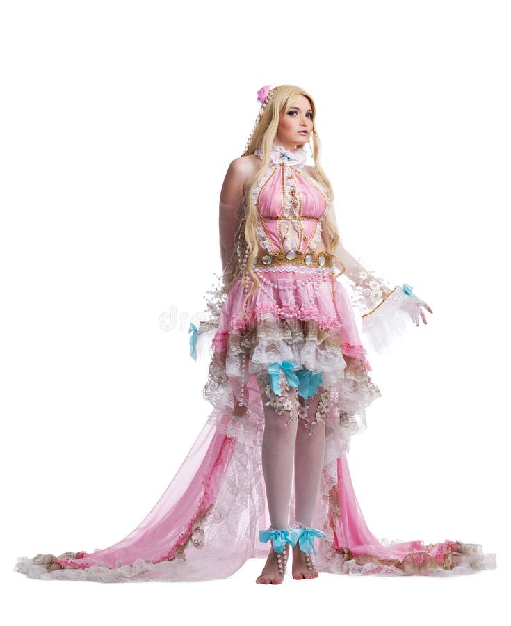 Young girl in fairy-tale doll cosplay costume