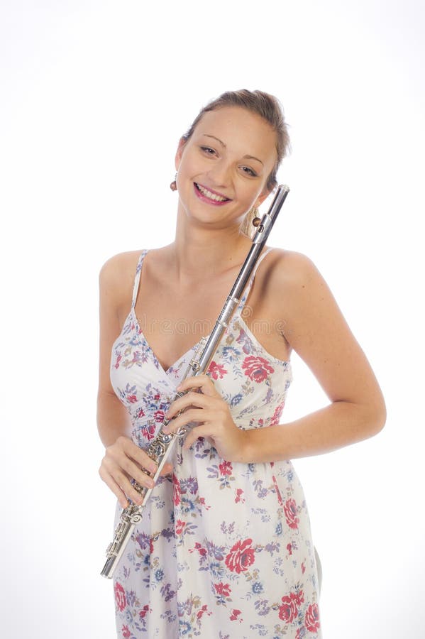Young girl with flute stock photo. Image of woodwind 22005110