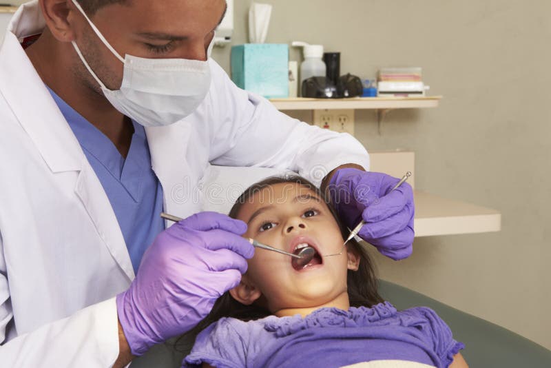 Young Girl Having Check Up At Dentists Surgery royalty free stock photography Young Girl Having Check Up At Dentists Surgery royalty free stock photography