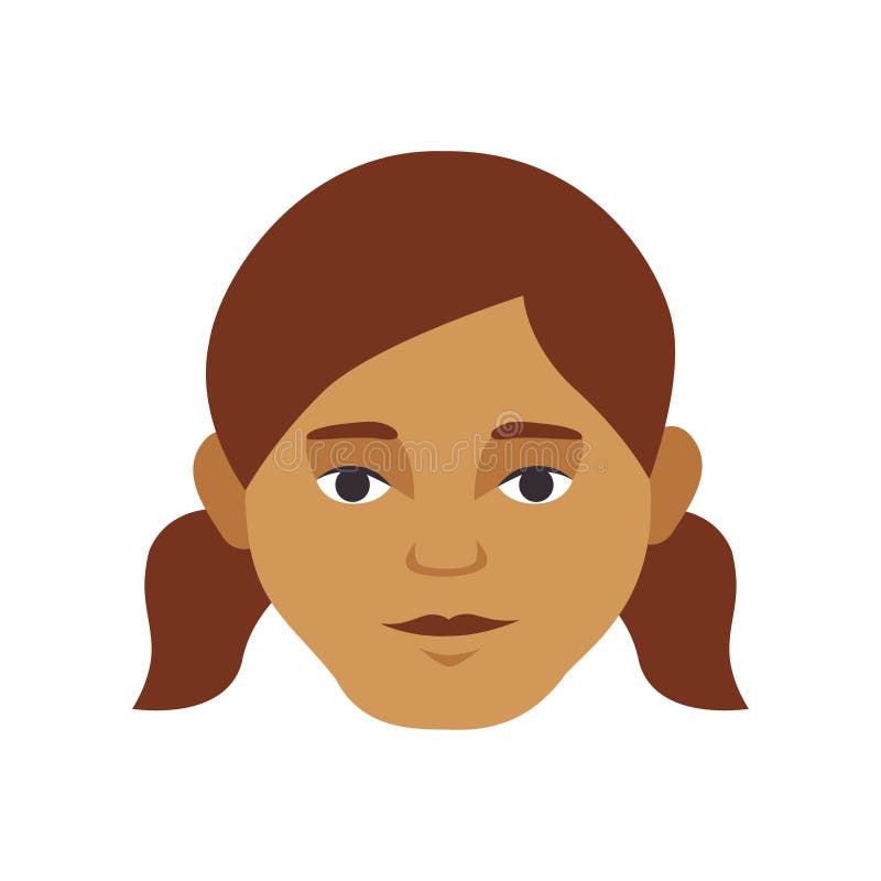 Young Girl Head Child Face Avatar Icon Simple Flat Style Stock Vector