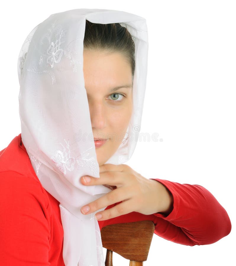 Young girl with head scarf stock photo. Image of asia 12681002