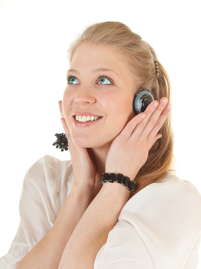 Young Girl with a Headphones Stock Image Image of happy, music 18673807