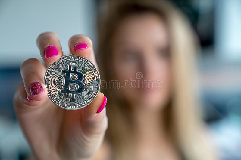 Young girl with bitcoin