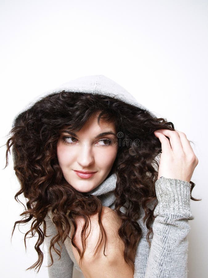 Young girl in hoodie stock image. Image of girl, hand 26385947