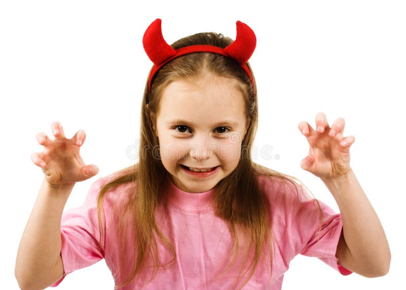 Young girl with horns imp