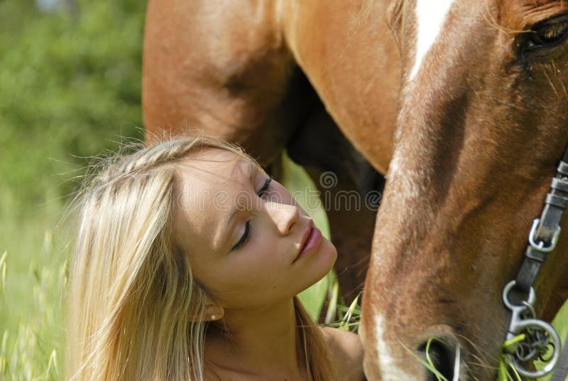 Young girl and horse stock image. Image of meadow, animal - 13871129 Young girl and horse stock image. Image of meadow, animal - 13871129