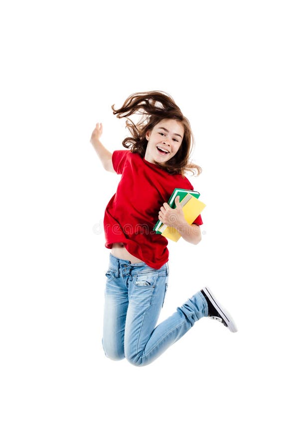 Young girl jumping stock image