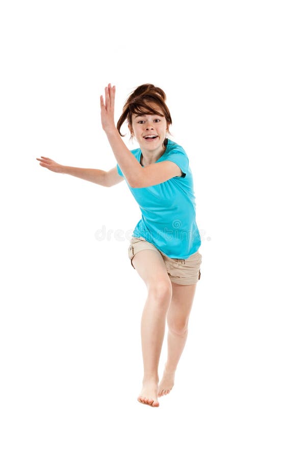 Young girl jumping stock photo. Image of isolated, adolescent - 36653944