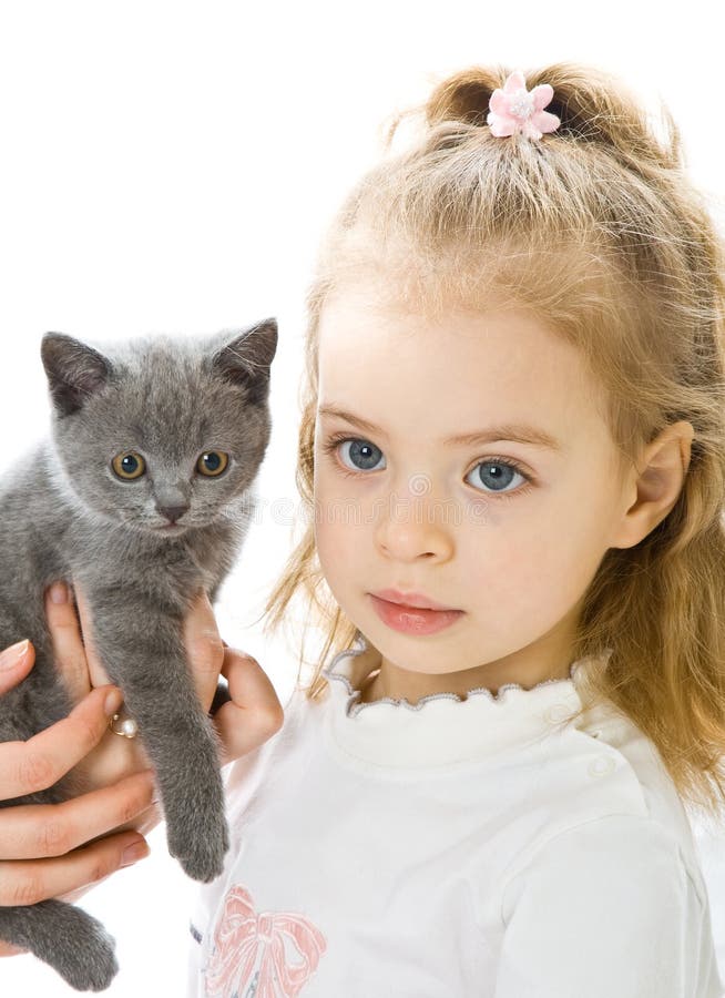 Young Girl With Kitten Picture. Image 8068991