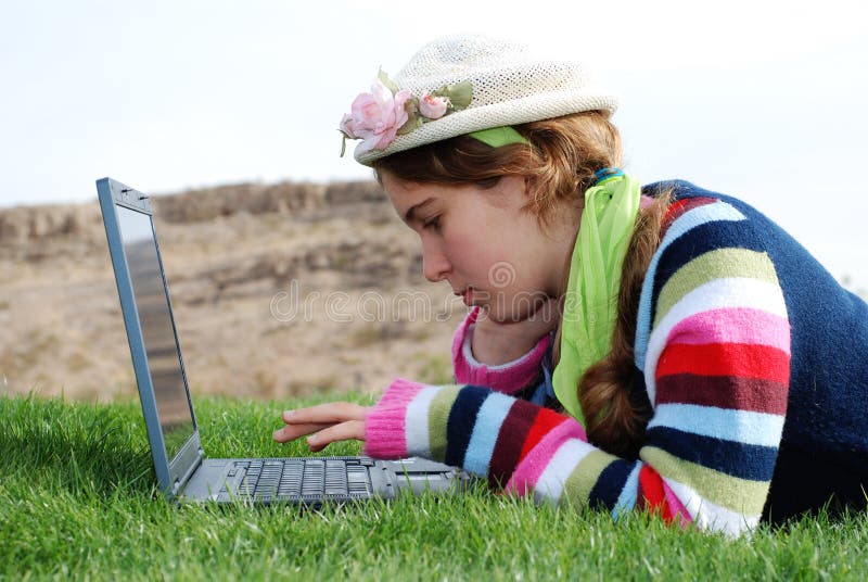 Young girl and laptop