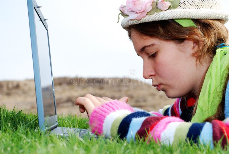 Young girl and laptop