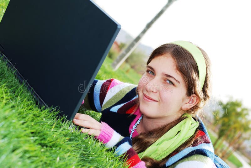 Young girl and laptop