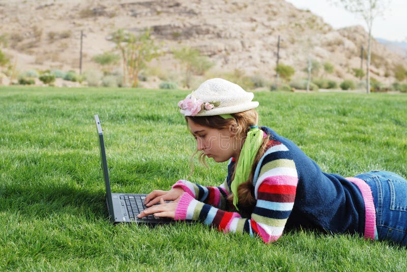 Young girl and laptop