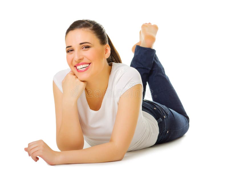 Young girl laying on the floor