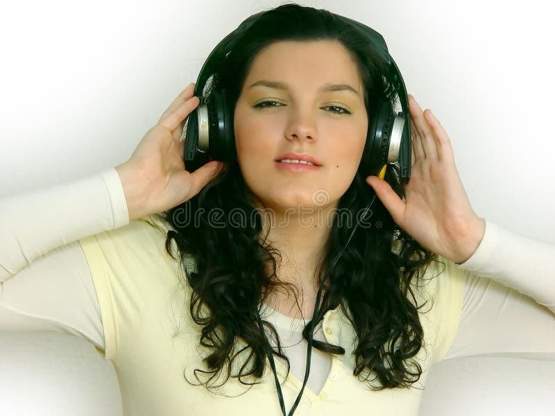 Young girl listening music