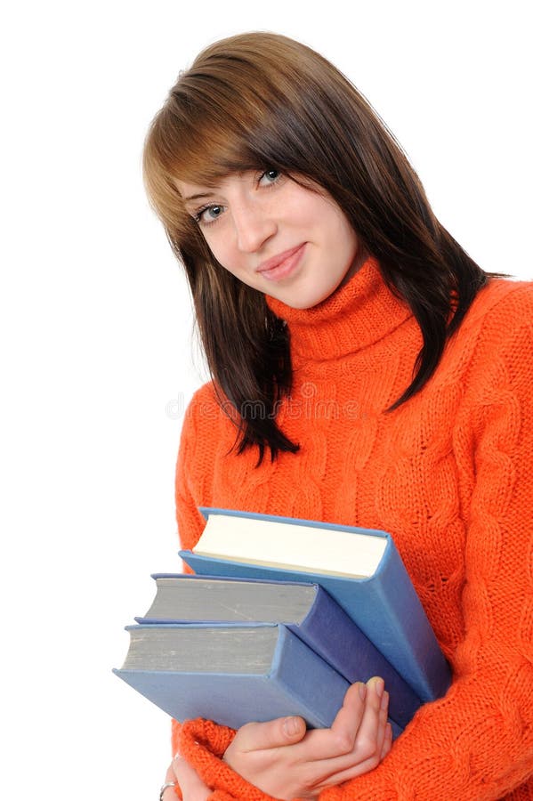 Young girl with long hair and book