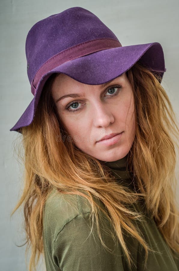 Young Girl with Long Hair in a Hat Stock Image Image of beach, shoot