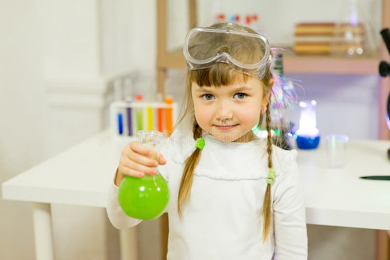 Young Girl Making Science Experiments Stock Image Image of education