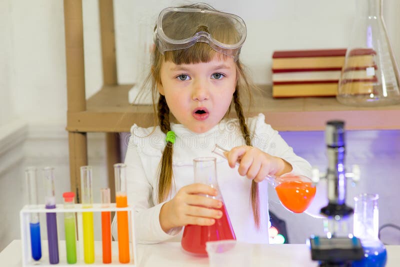 Young Girl Making Science Experiments Stock Image Image of child