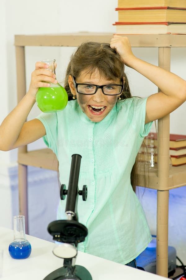 Young Girl Making Science Experiments Stock Image Image of