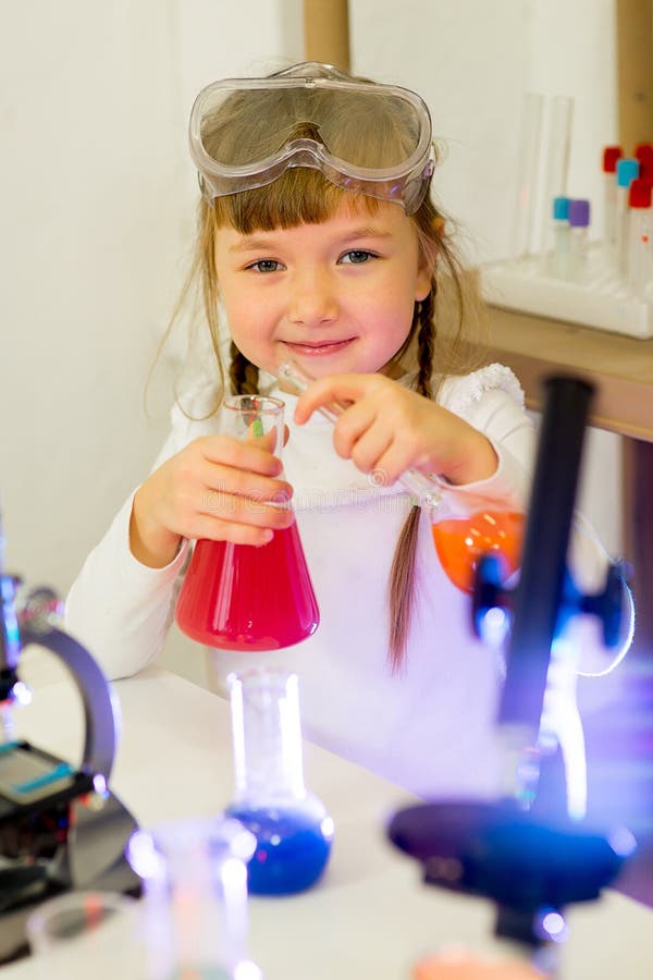 Young Girl Making Science Experiments Stock Image Image of female