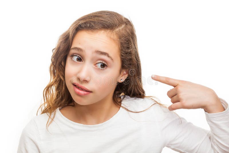 Young Girl Making An Are You Crazy Gesture Isolated Stock Photo Image