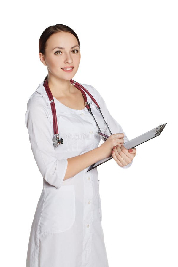 Young Girl in a Medical Lab Coat Stock Photo Image of beauty, healthy