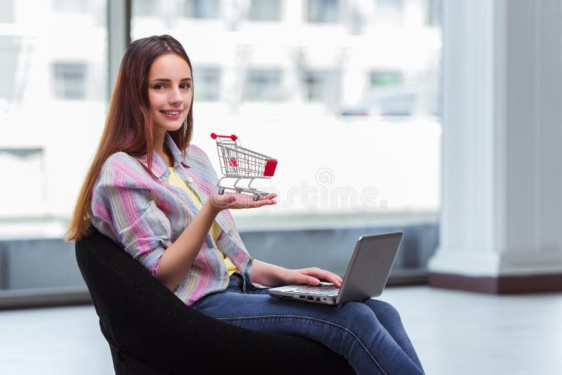 The Young Girl in Online Shopping Concept Stock Image Image of friday, fashion 85378641