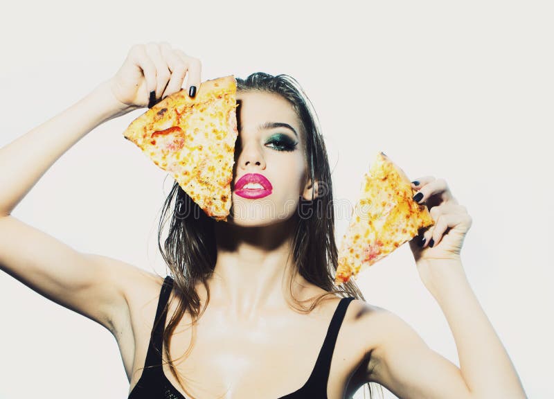 Young Girl With Pizza Stock Photo Image Of Attractive 63226258