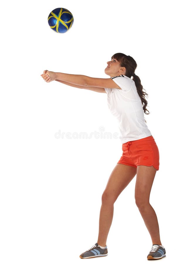 Young girl play volleyball