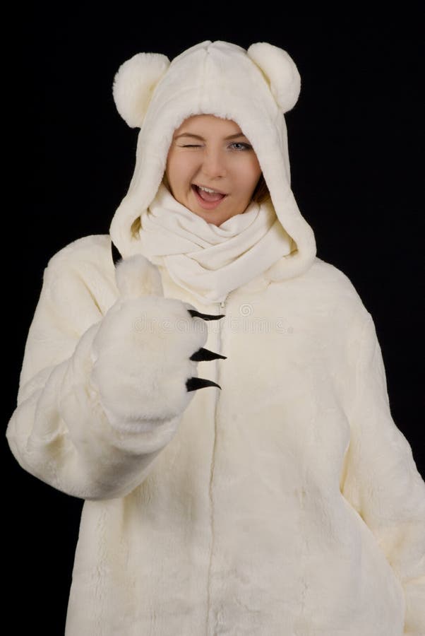 Young Girl in the Polar Bear Costume Stock Image Image of polar