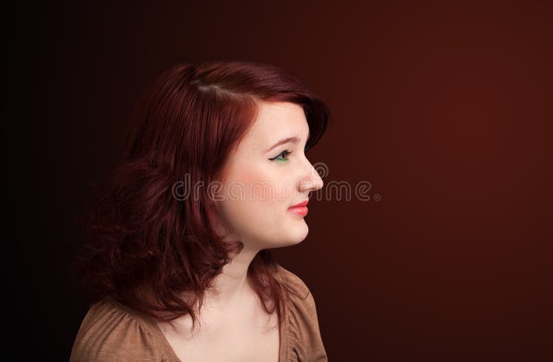 Young girl portrait thinking with copyspace royalty free stock photo