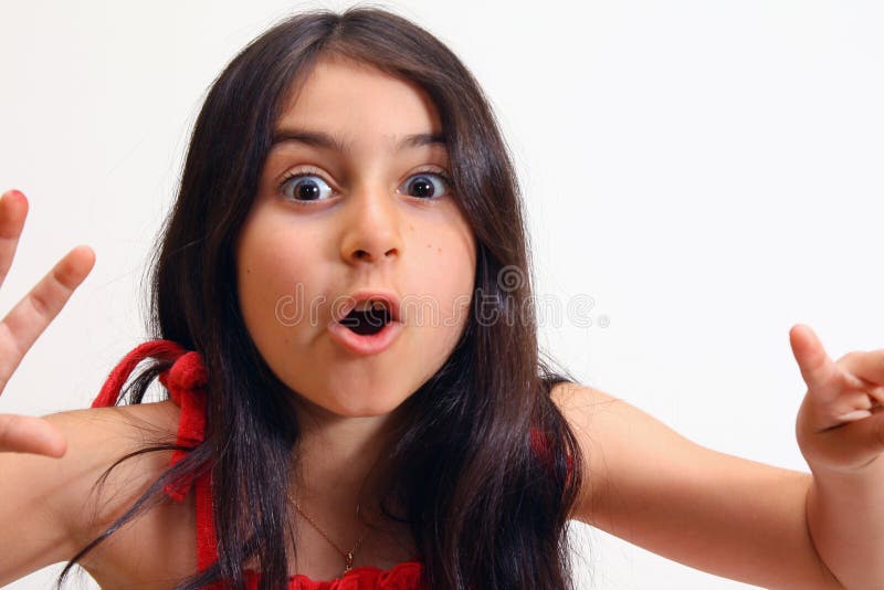 Young girl in red dress